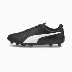 Black White Men's Puma King Hero 21 FG Football Shoes | PM509VAJ