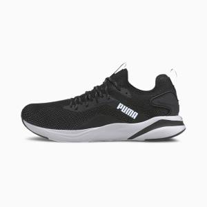 Black / White Men's Puma SOFTRIDE Rift Knit Running Shoes | PM274EXJ