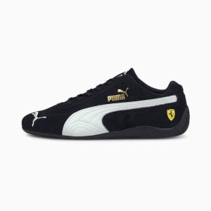 Black / White Women's Puma Scuderia Ferrari Speedcat Motorsport Shoes | PM435CLZ