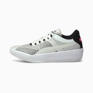 White / Black Men's Puma Clyde All-Pro Basketball Shoes | PM810NUX