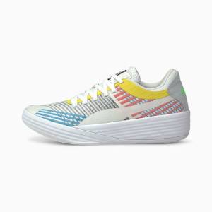 White / Blue Women's Puma Clyde All-Pro Basketball Shoes | PM738WYJ