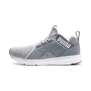 White / Brown Men's Puma Enzo Knit Running Shoes | PM143ZXD